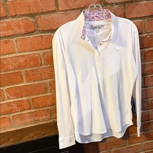 Big Kids Ovation White Long Sleeve Show Shirt for English Equestrians